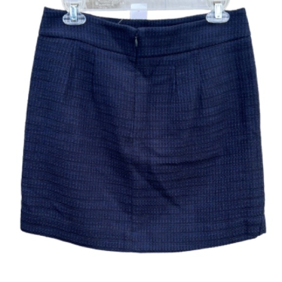 NWT LOFT Navy Blue Woven Sweater Skirt Size 4 Pockets Tweed Career Office - Picture 3 of 16